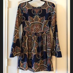 Donated Bell Sleeve Paisley Dress Size Small